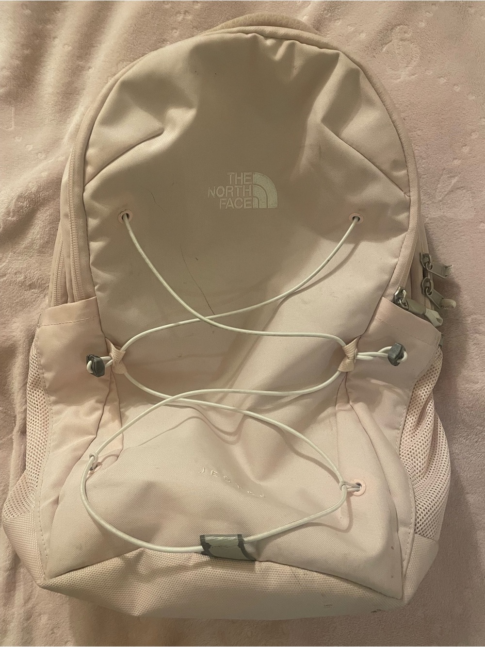 The North Face Women's Pale Pink Everyday Backpack with Front Bungee